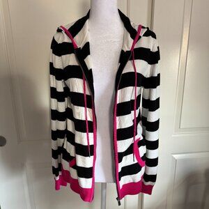 Two by Vince Camuto Black/White/Pink Hoodie, Size Small